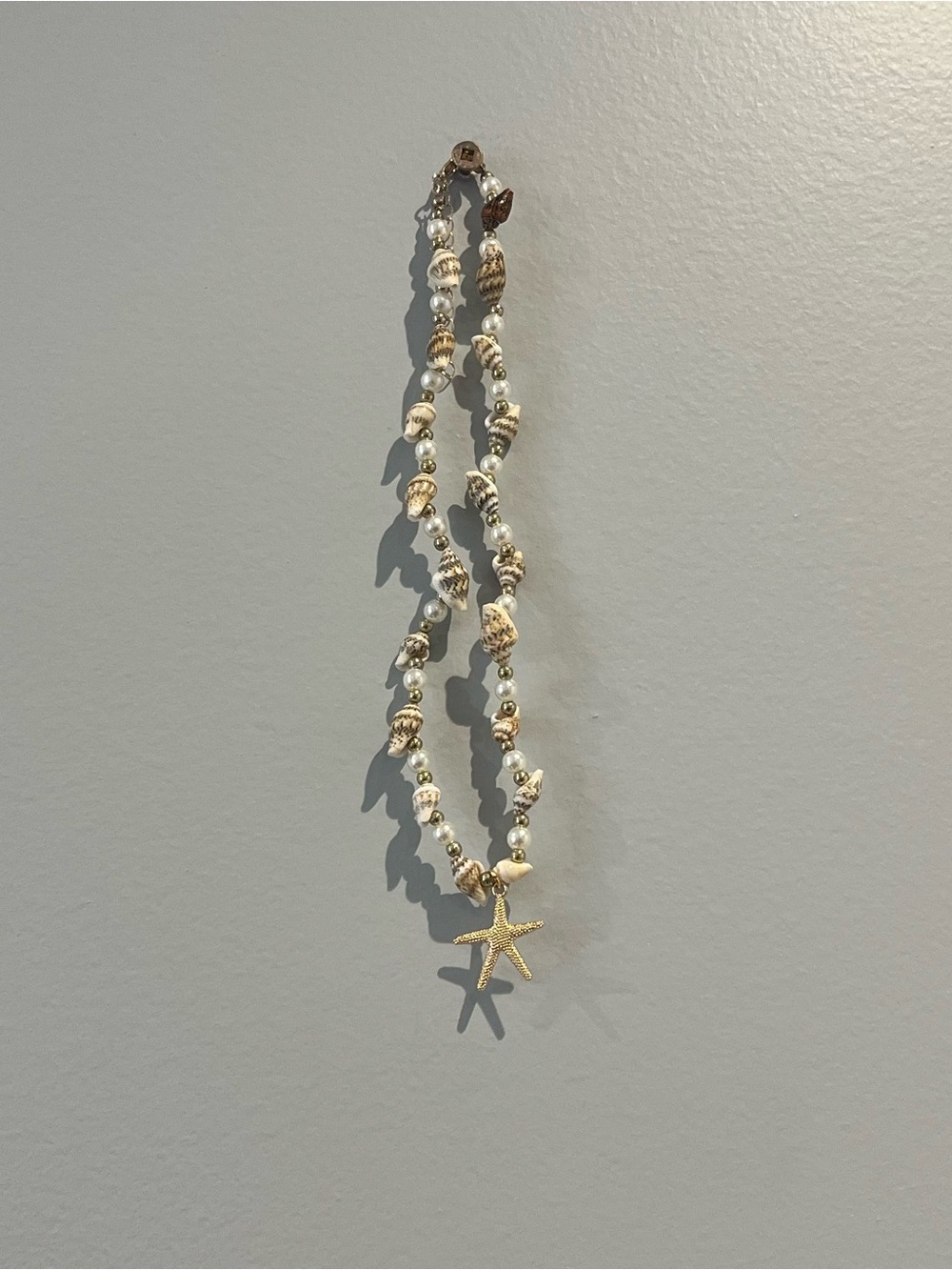 Beach Gold Starfish Shell Necklace with Pearls - Beach-Inspired Women’s Jewelry